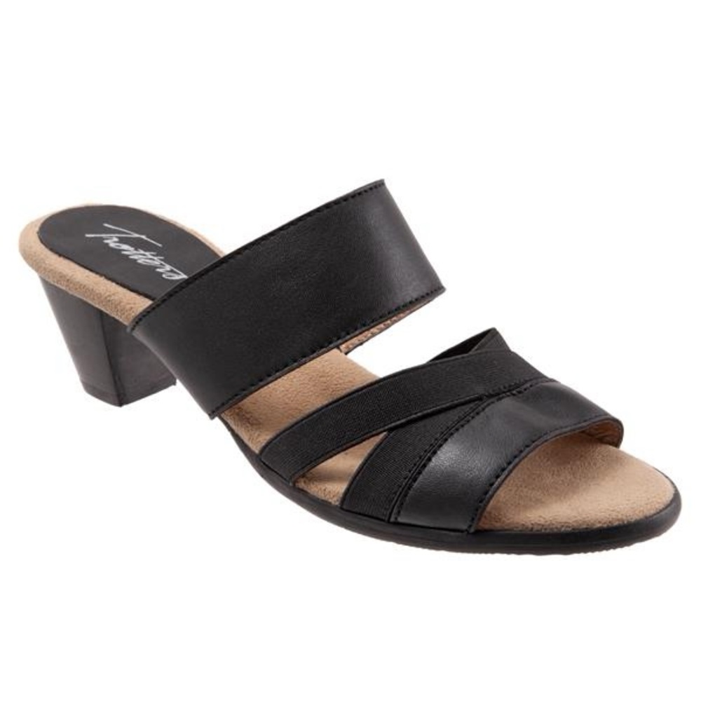 Trotters Black Leather Slide Sandals 8.5